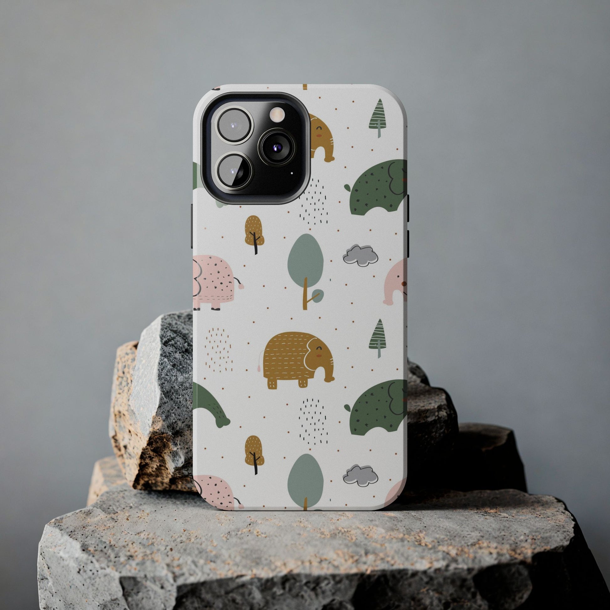 Kids Pattern with Cute Elephants Tough Phone Cases