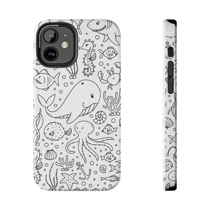 monochrome seamless pattern Tough Phone Cases iPhone 12 Mini