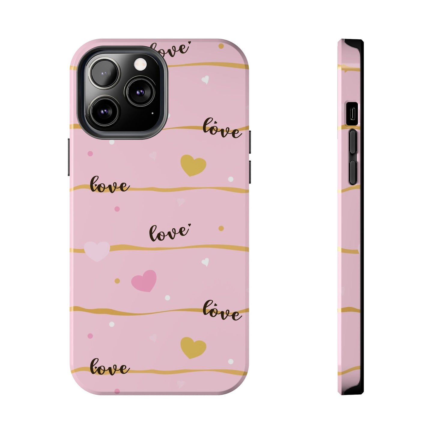 Abstract seamless pattern of heart, wording love, Tough Phone Cases iPhone 13 Pro Max