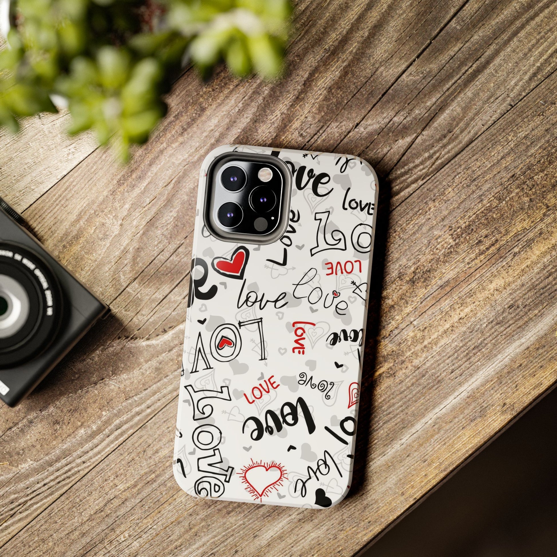 hearts with the words love Tough Phone Cases