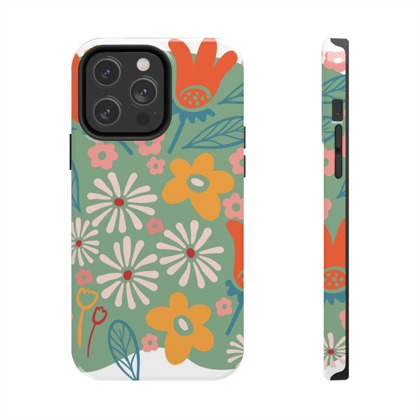 flowers in trendy retro Tough Phone Cases iPhone 14 Pro Max