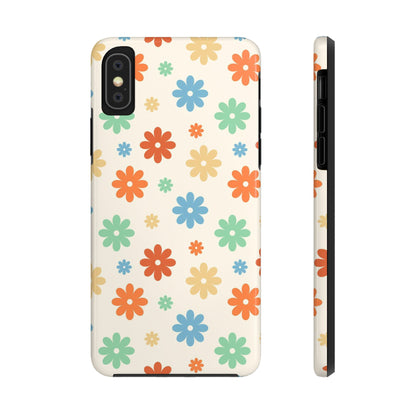 Retro groovy daisy seamless pattern Tough Phone Cases iPhone XS