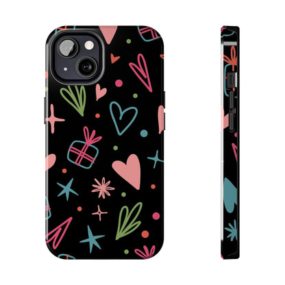 Valentine Day Doodle seamless pattern Tough Phone Cases iPhone 13