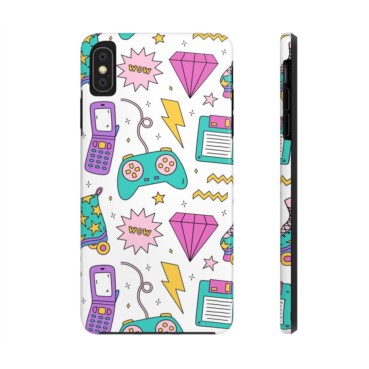 Bright seamless pattern with items from the nineties Tough Phone Cases iPhone XS MAX