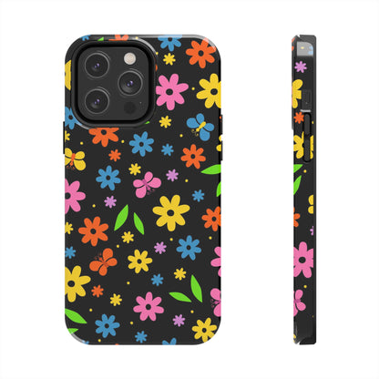 Cute pattern with simple flowers and butterflies. Tough Phone Cases iPhone 14 Pro Max