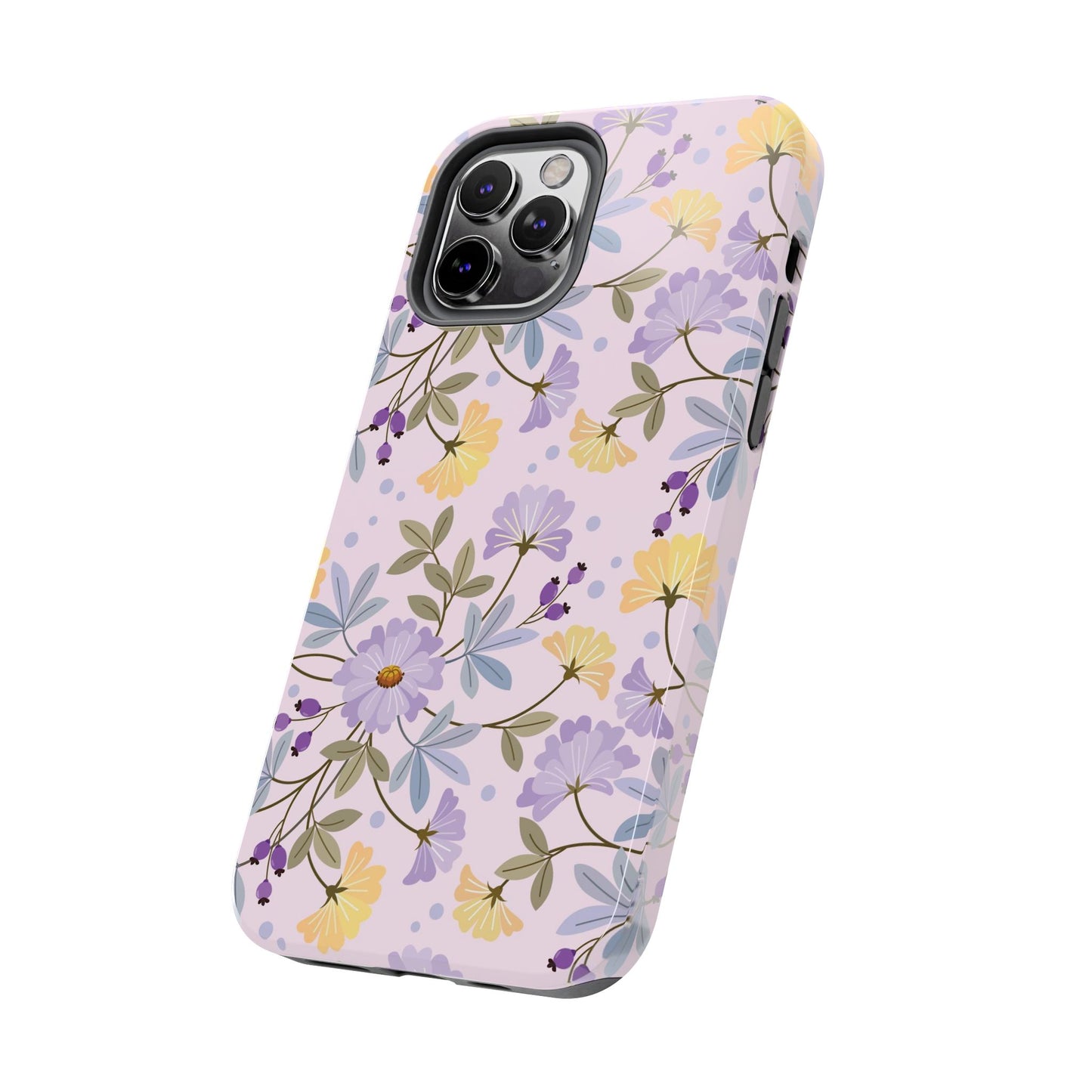 Blooming yellow and purple flowers Tough Phone Cases