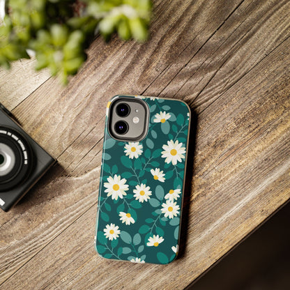 cute white daisy flower flat style seamless pattern Tough Phone Cases