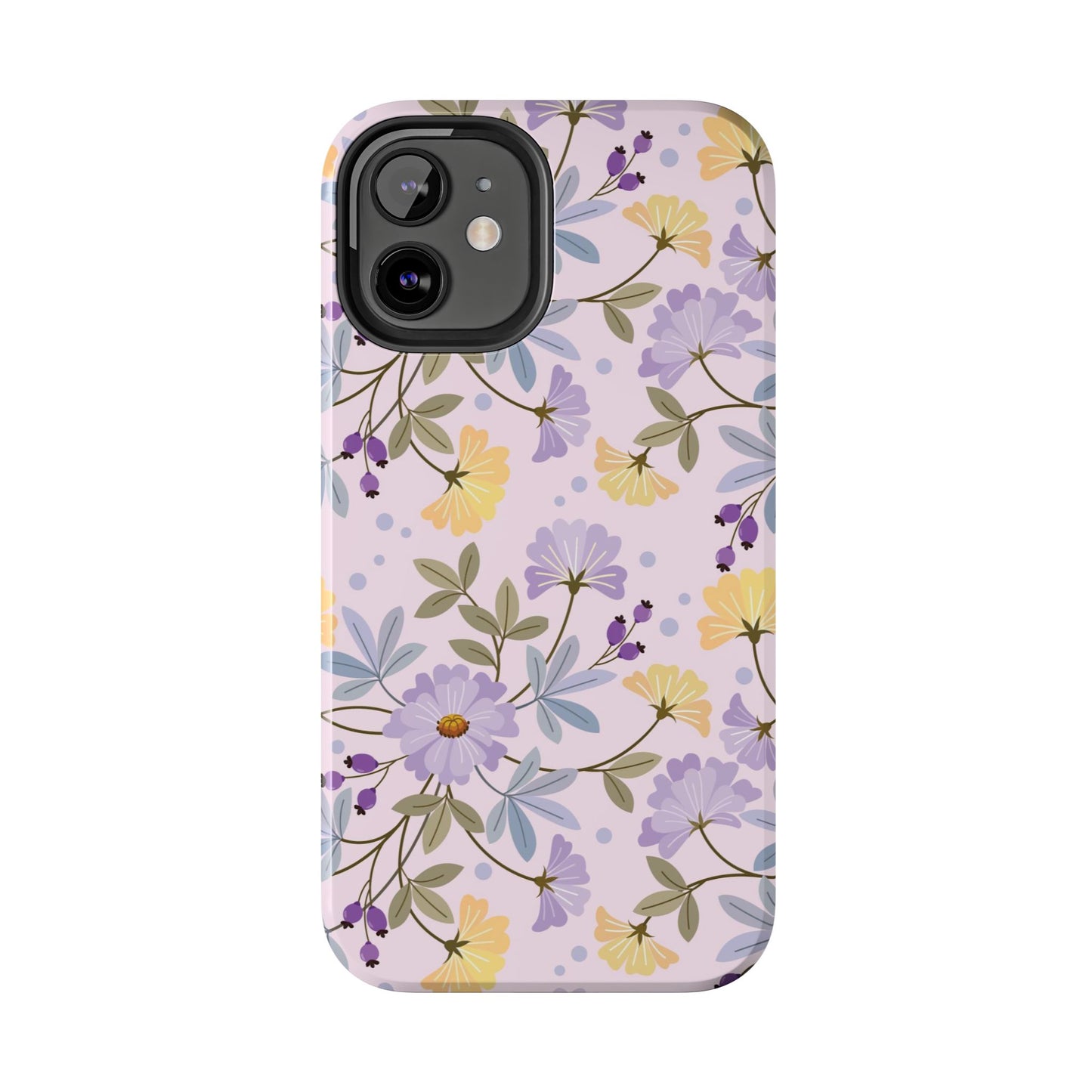 Blooming yellow and purple flowers Tough Phone Cases