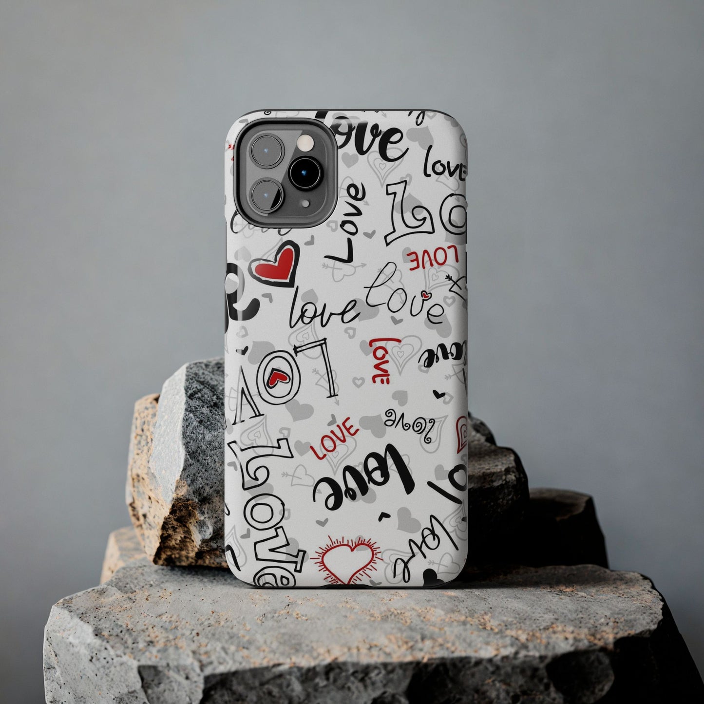 hearts with the words love Tough Phone Cases