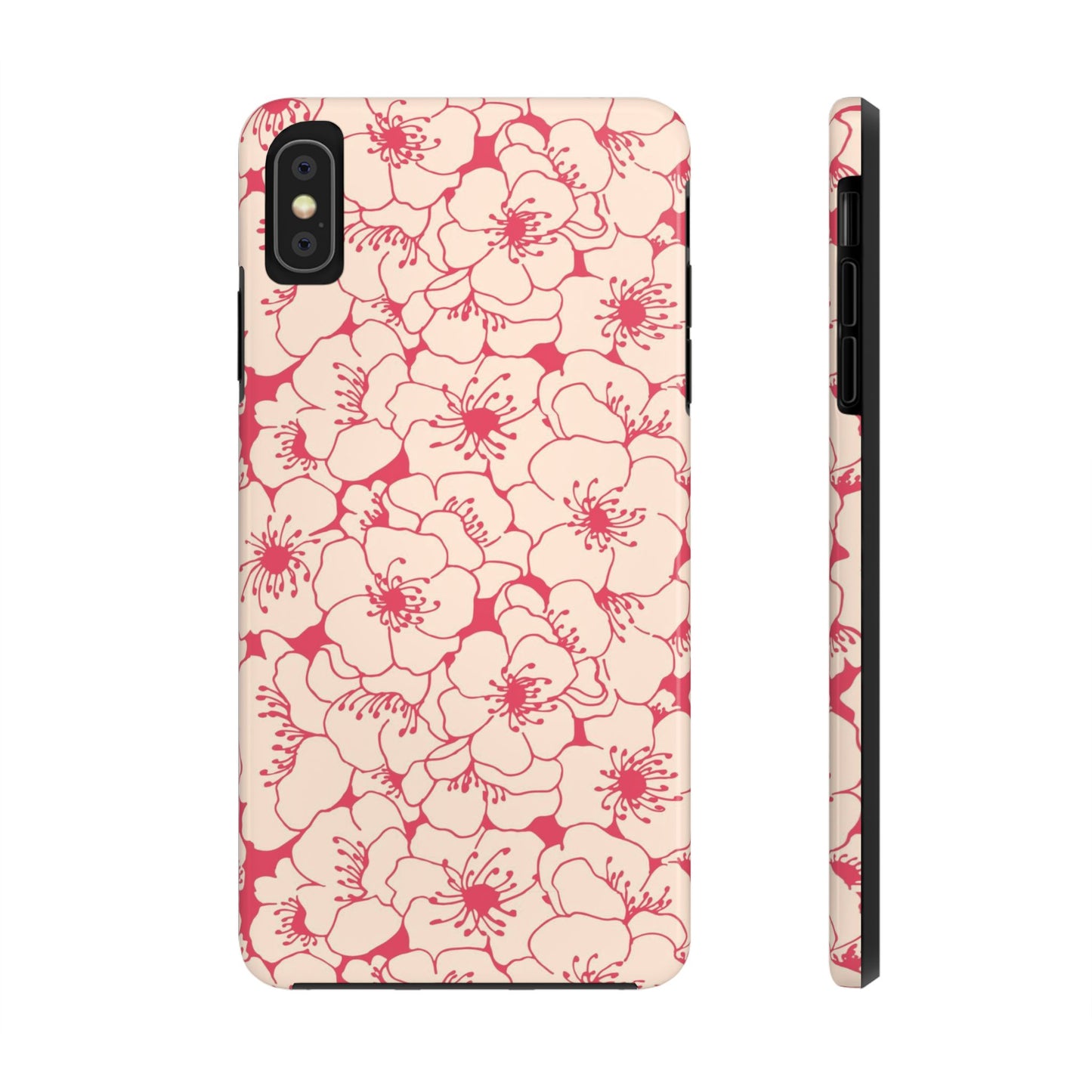 Stylized apple tree flowers line art Tough Phone Cases iPhone XS MAX