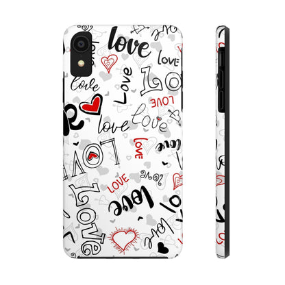 hearts with the words love Tough Phone Cases iPhone XR