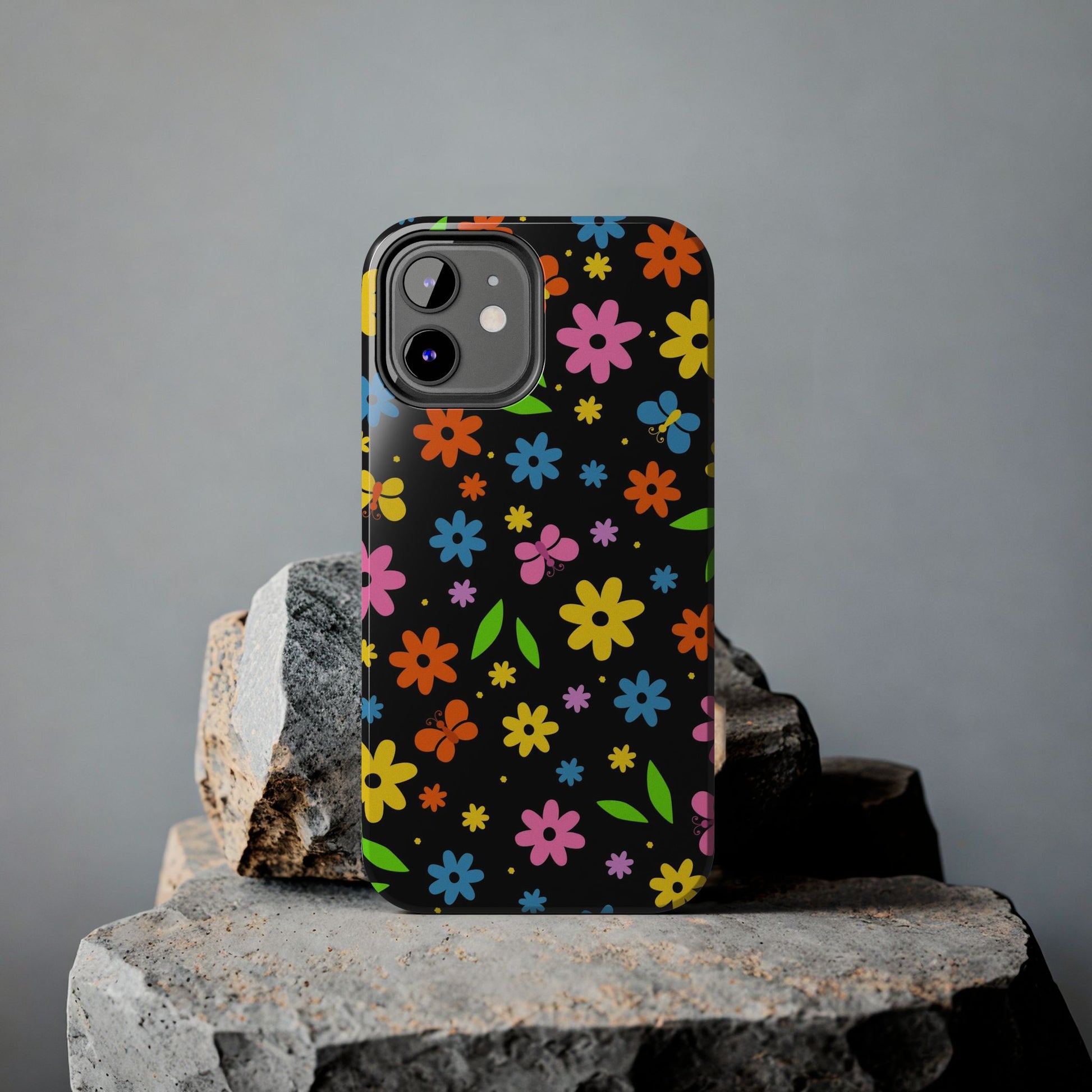 Cute pattern with simple flowers and butterflies. Tough Phone Cases