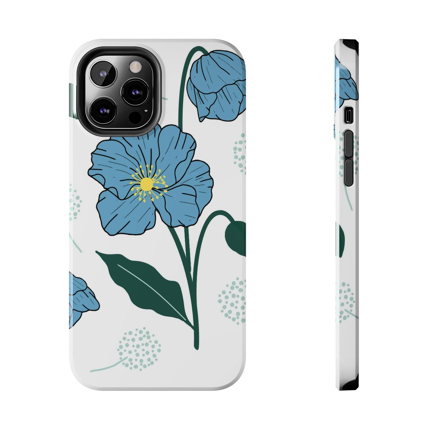 Hand drawn Blue Flower abstract Tough Phone Cases iPhone 12 Pro Max