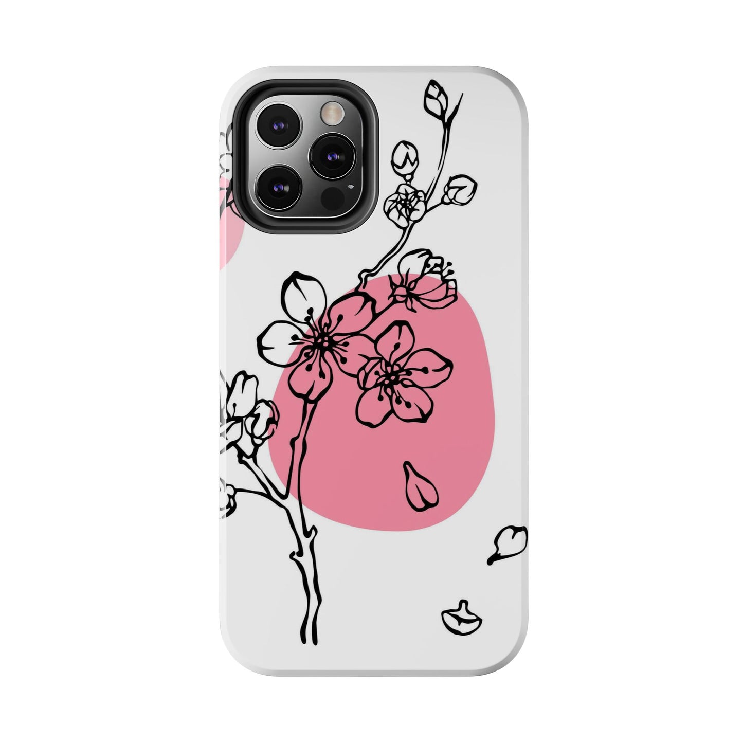 Spring blossom monochrome line art floral Tough Phone Cases