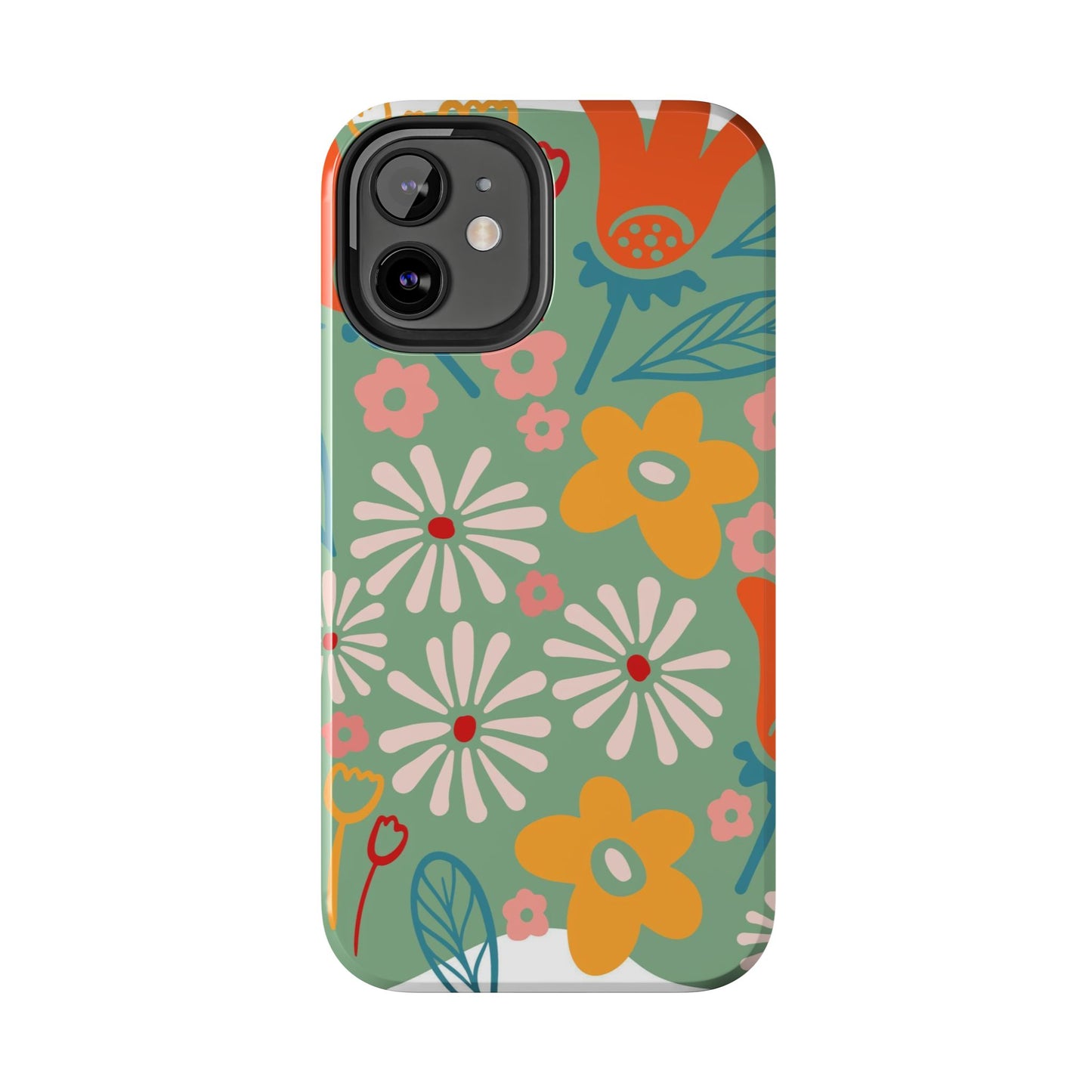 flowers in trendy retro Tough Phone Cases