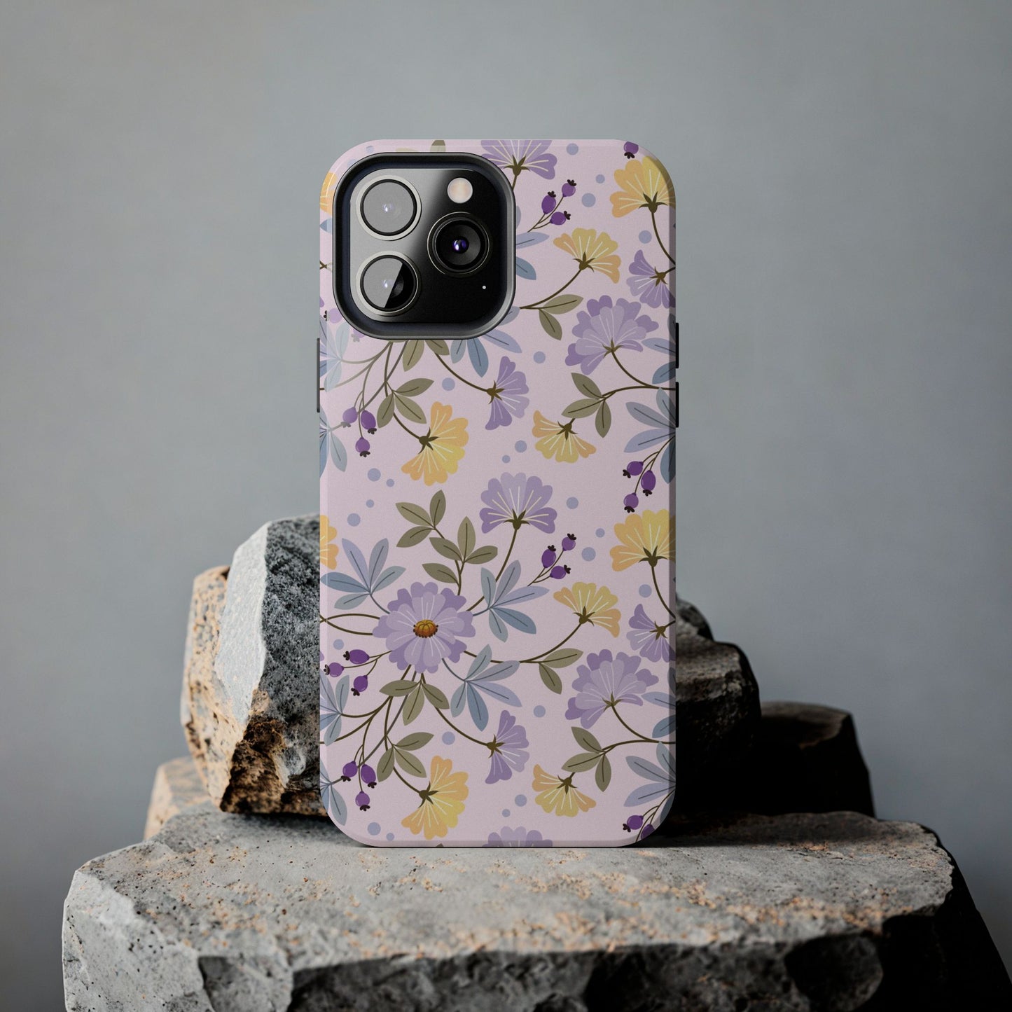 Blooming yellow and purple flowers Tough Phone Cases