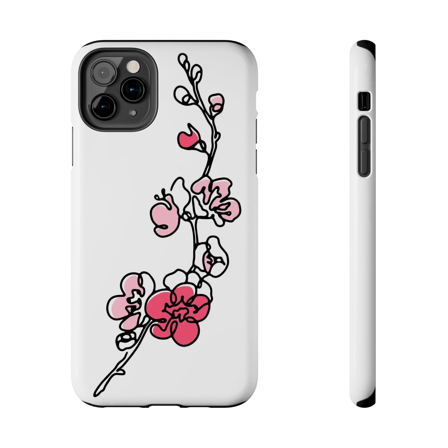 Cherry blossom single line art with abstract pink Tough Phone Cases iPhone 11 Pro Max