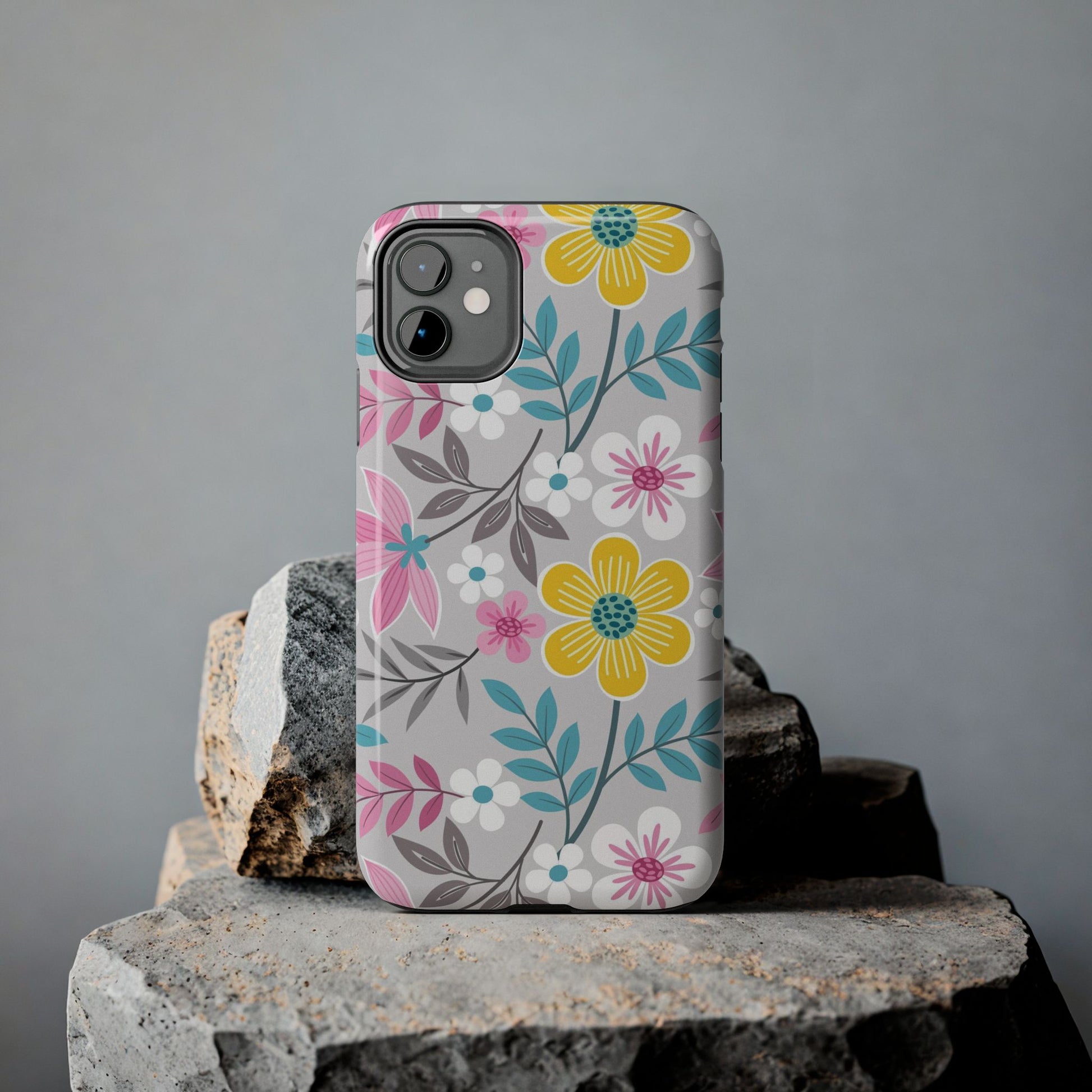 Colorful flowers and leaf Tough Phone Cases