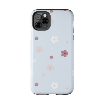 seamless cute lovely pink and white cherry blossom Tough Phone Cases