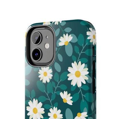 cute white daisy flower flat style seamless pattern Tough Phone Cases