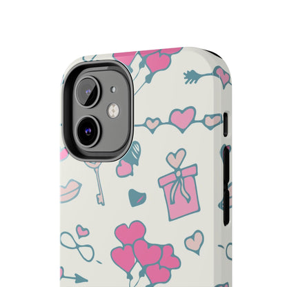 Pink seamless pattern with cute love doodles Tough Phone Cases