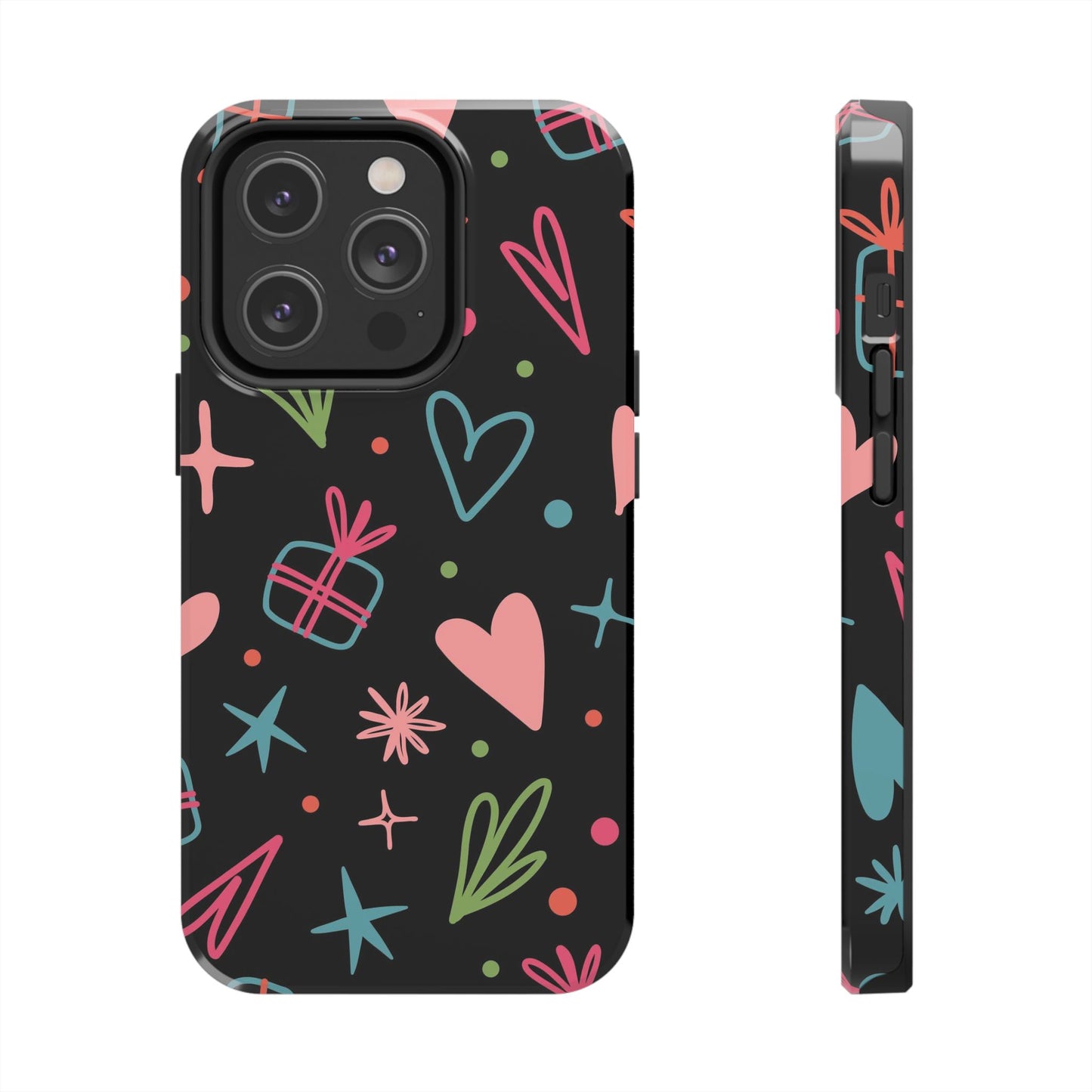 Valentine Day Doodle seamless pattern Tough Phone Cases iPhone 14 Pro