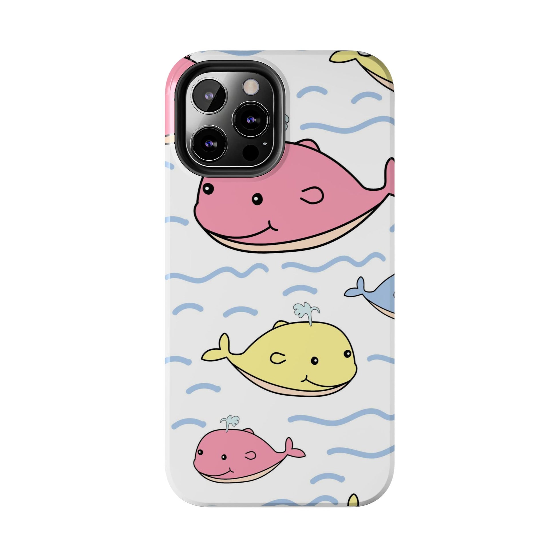 Seamless cute multicolored whale cartoon pattern Tough Phone Cases