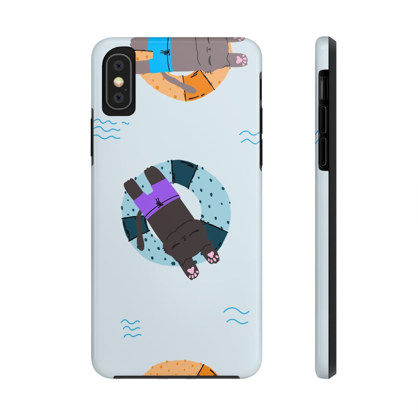 Cute blue pattern with cats relax by the sea Tough Phone Cases iPhone X