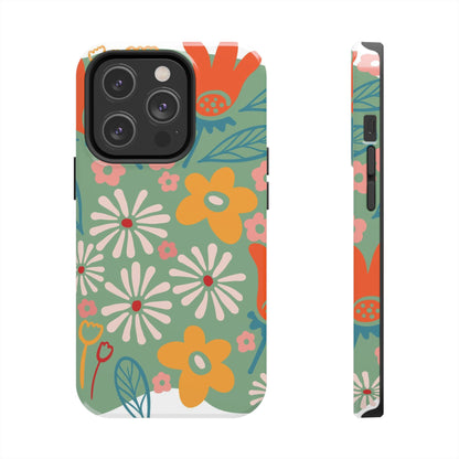 flowers in trendy retro Tough Phone Cases iPhone 14 Pro