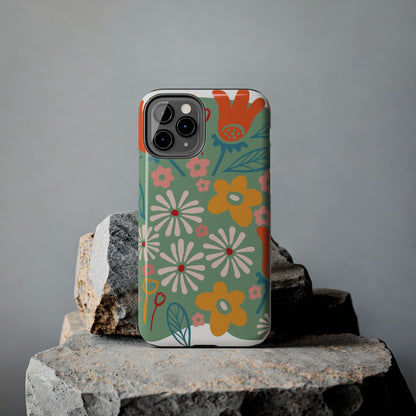 flowers in trendy retro Tough Phone Cases