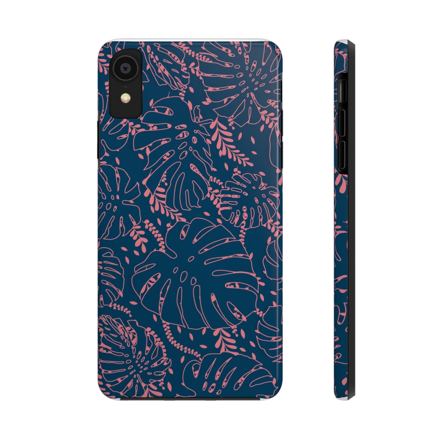 Dark Blue Leaves Tough Phone Cases iPhone XR