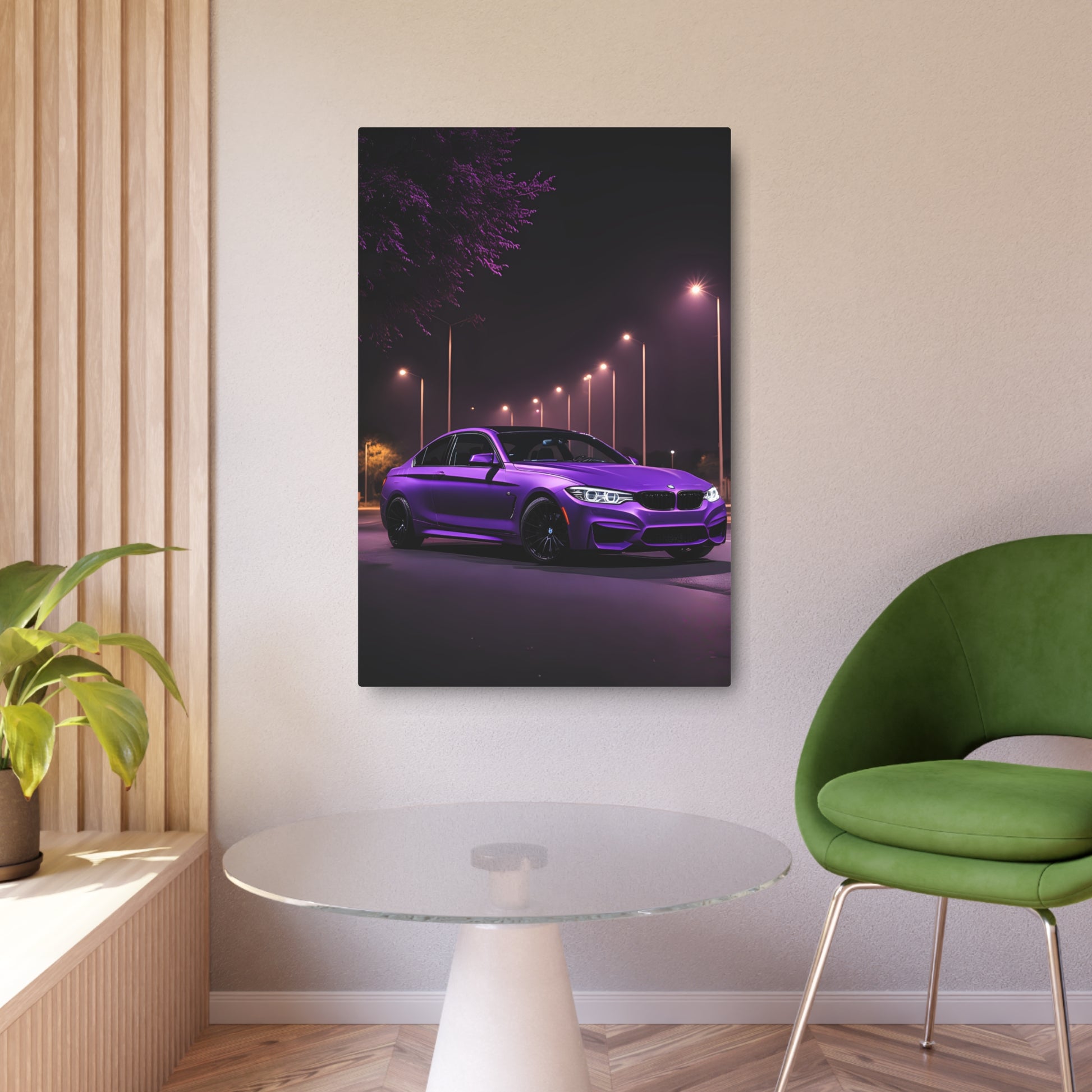 Purple super car bmw Metal Art Sign