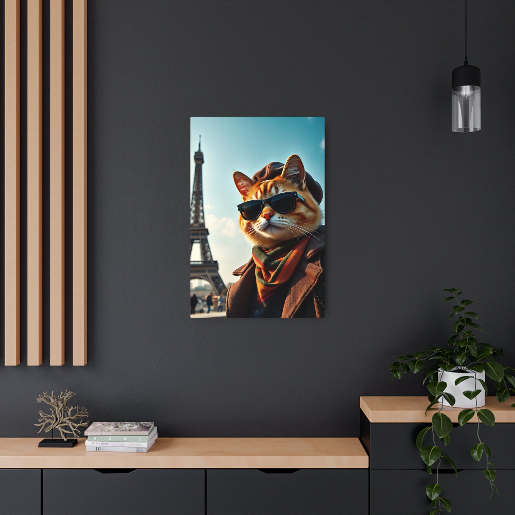 Chic Cat in Paris: A Purr-fect Encounter! Metal Art Sign