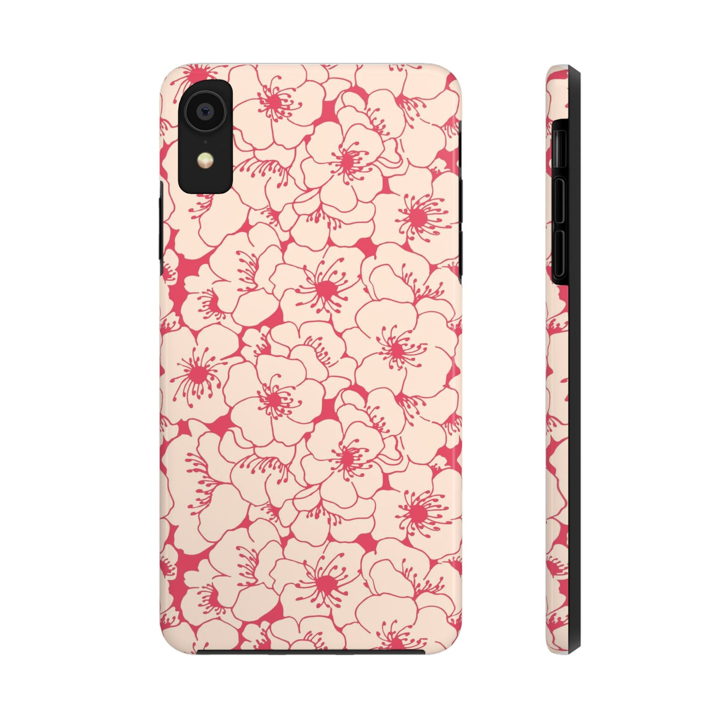 Stylized apple tree flowers line art Tough Phone Cases iPhone XR