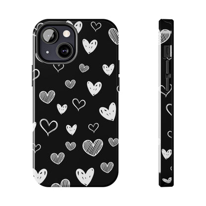 Heart doodles seamless pattern Tough Phone Cases iPhone 13 Mini