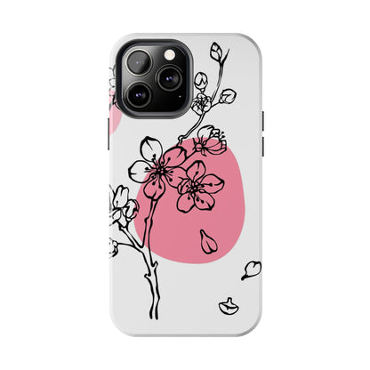 Spring blossom monochrome line art floral Tough Phone Cases