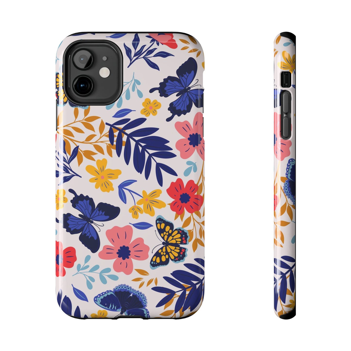 Seamless pattern with butterflies and flowers Tough Phone Cases iPhone 11