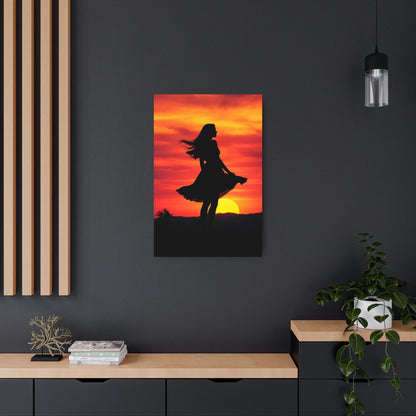 Silhouette of Serenity: Woman Against a Stunning Sunset Metal Art Sign