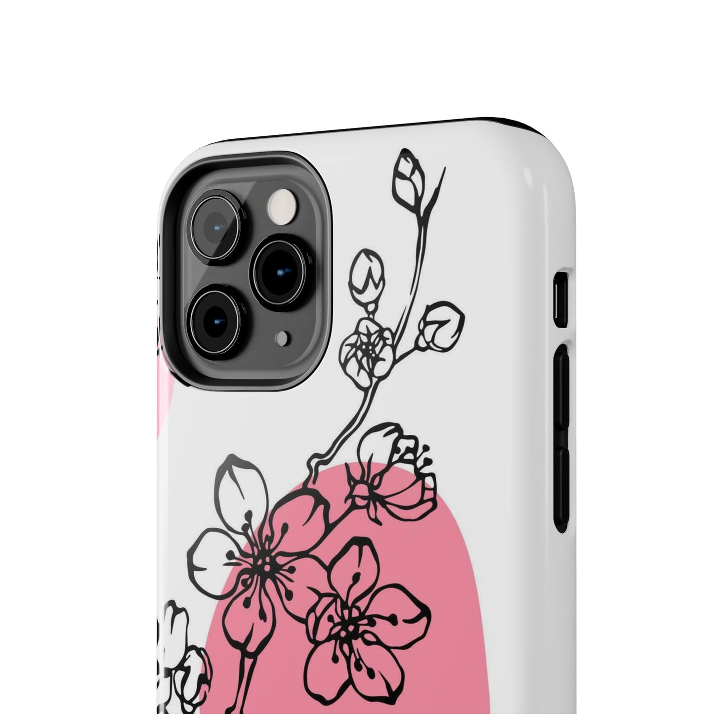 Spring blossom monochrome line art floral Tough Phone Cases