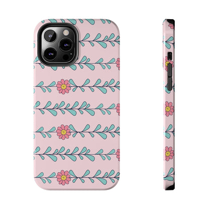 Seamless pattern pink flowers leaves Tough Phone Cases iPhone 12 Pro Max