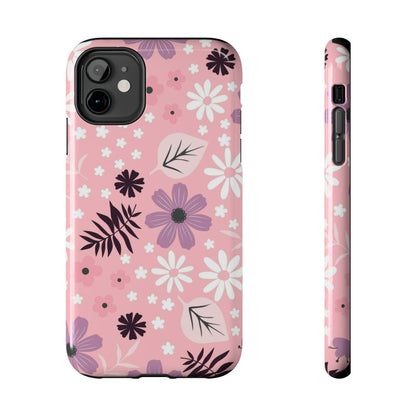 Seamless pink flourish pattern with field flowers tough phone case iPhone 11