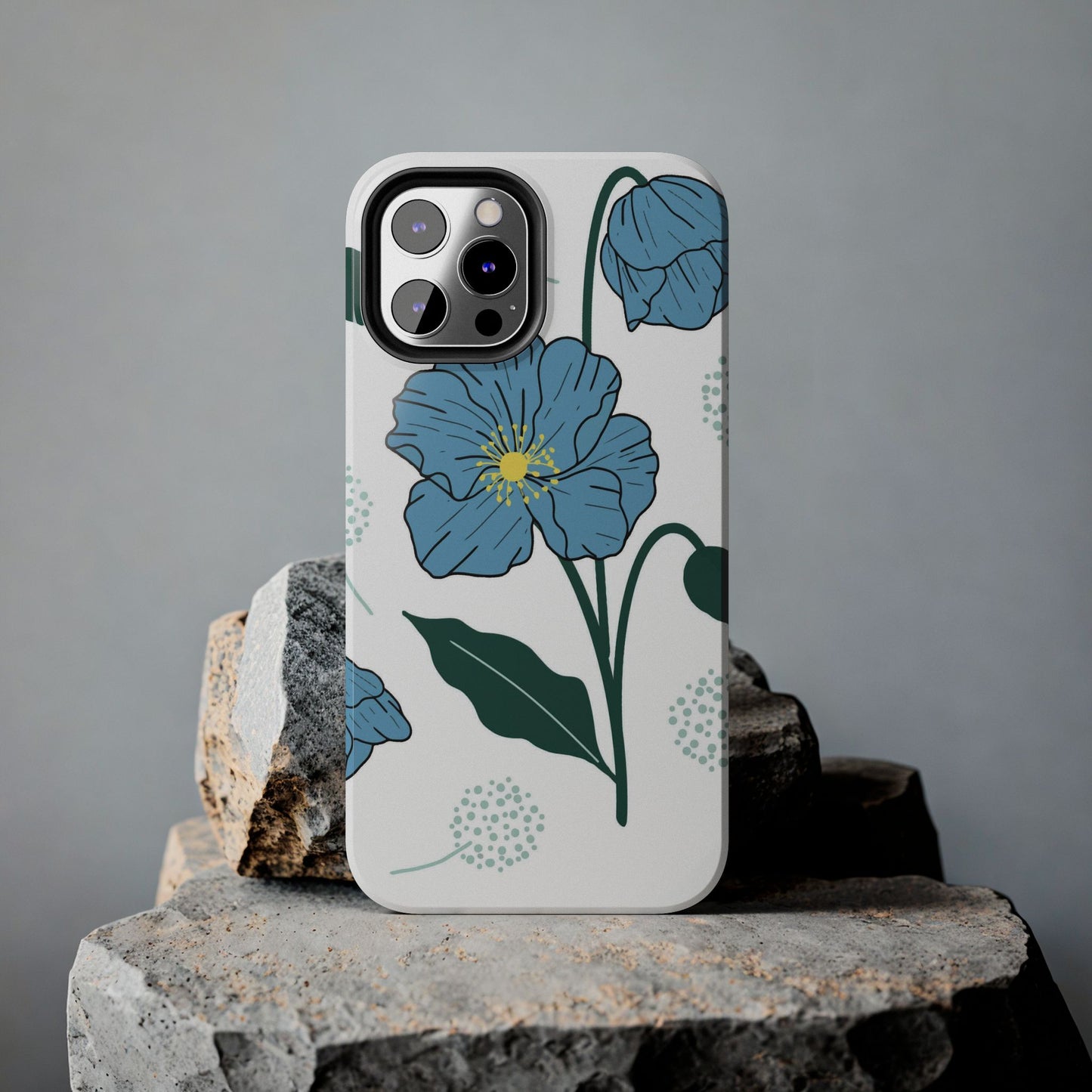 Hand drawn Blue Flower abstract Tough Phone Cases