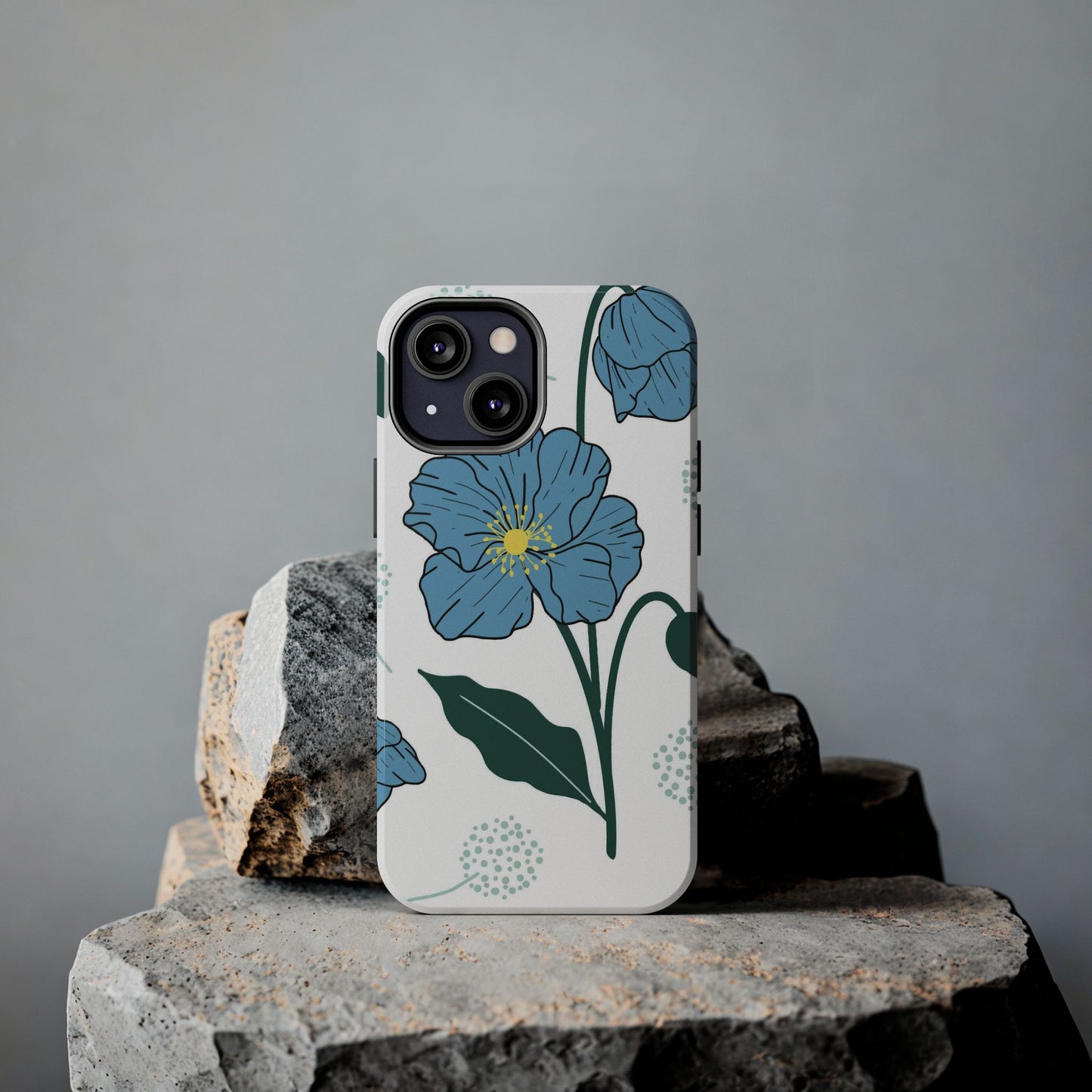 Hand drawn Blue Flower abstract Tough Phone Cases