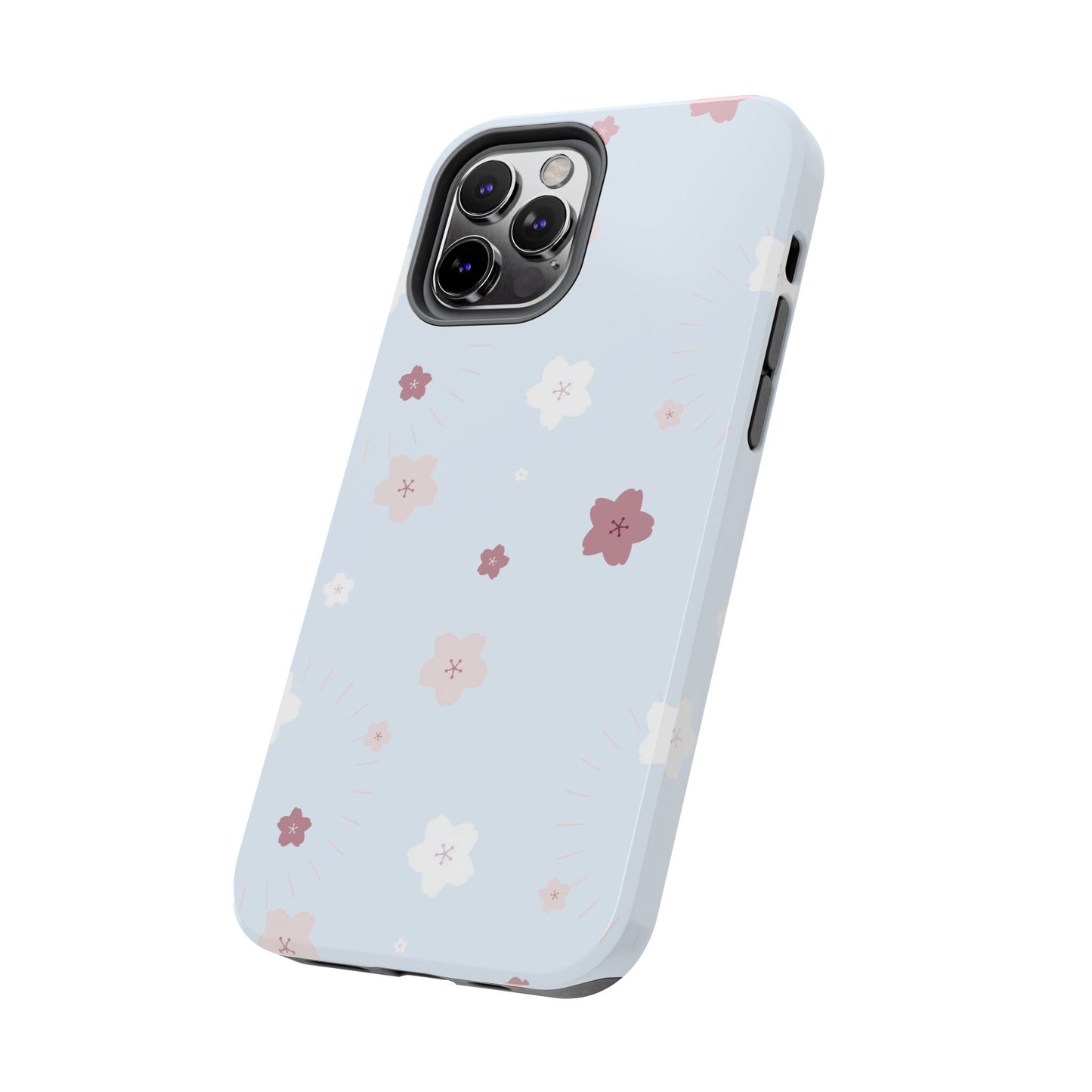 seamless cute lovely pink and white cherry blossom Tough Phone Cases