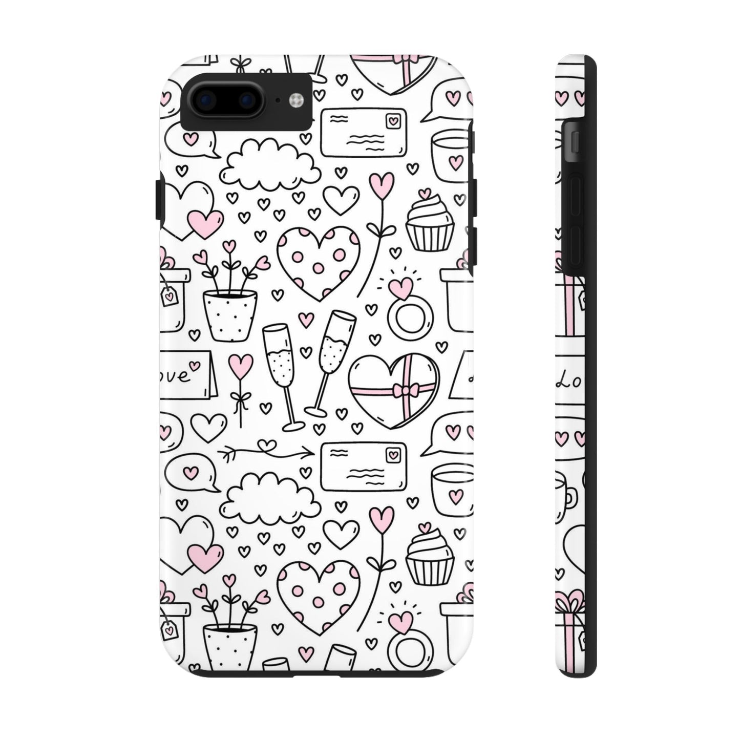 Cute seamless pattern for Valentine's Day with hearts Tough Phone Cases iPhone 7 Plus, iPhone 8 Plus