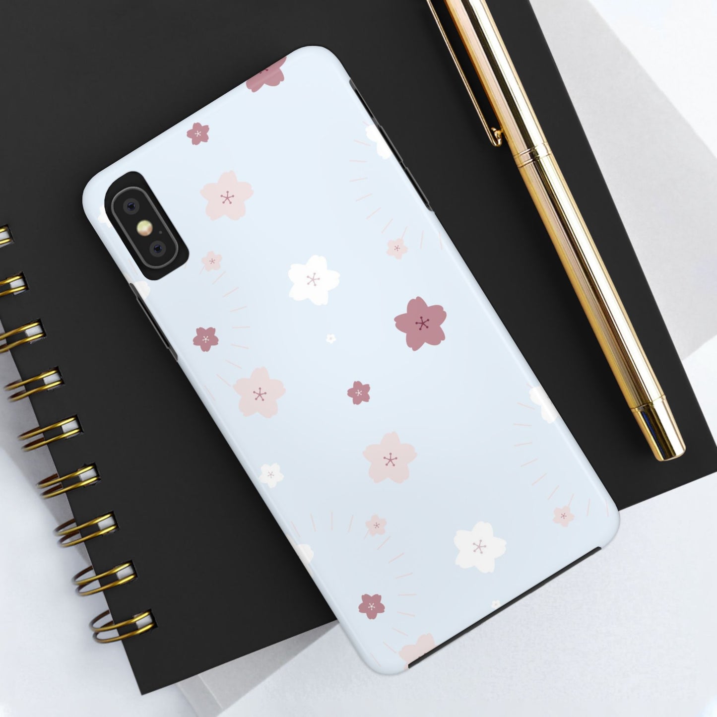 seamless cute lovely pink and white cherry blossom Tough Phone Cases