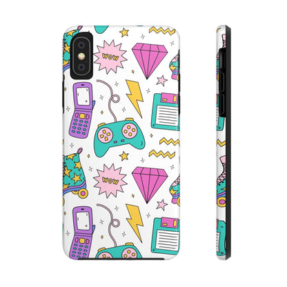 Bright seamless pattern with items from the nineties Tough Phone Cases iPhone XS