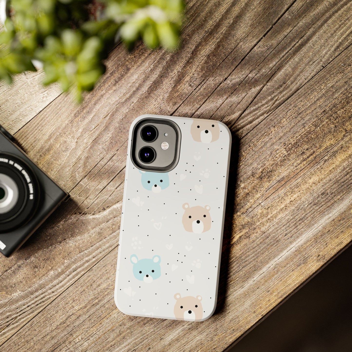 Seamless Pattern with Cute Cartoon Bear Face Tough Phone Cases