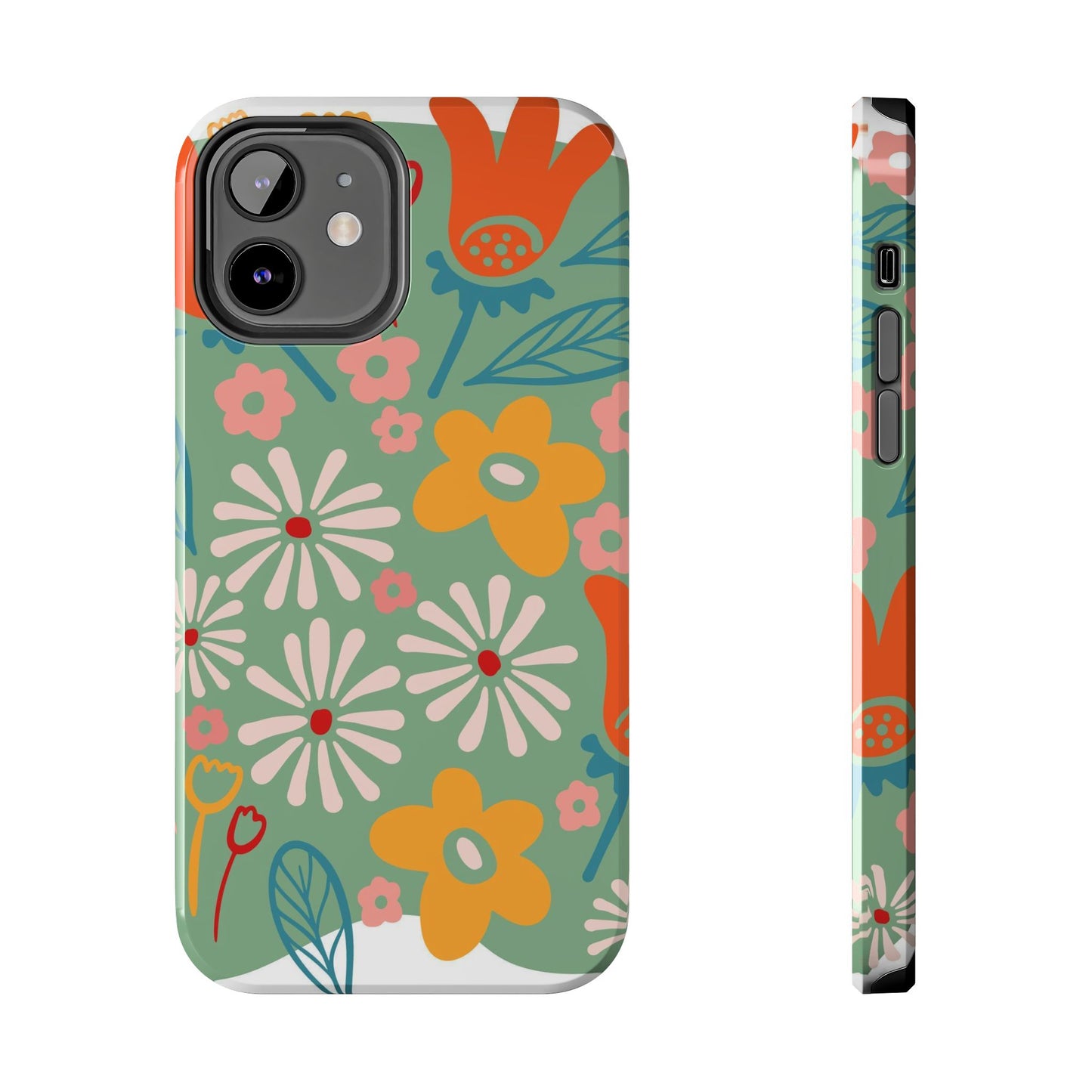 flowers in trendy retro Tough Phone Cases iPhone 12