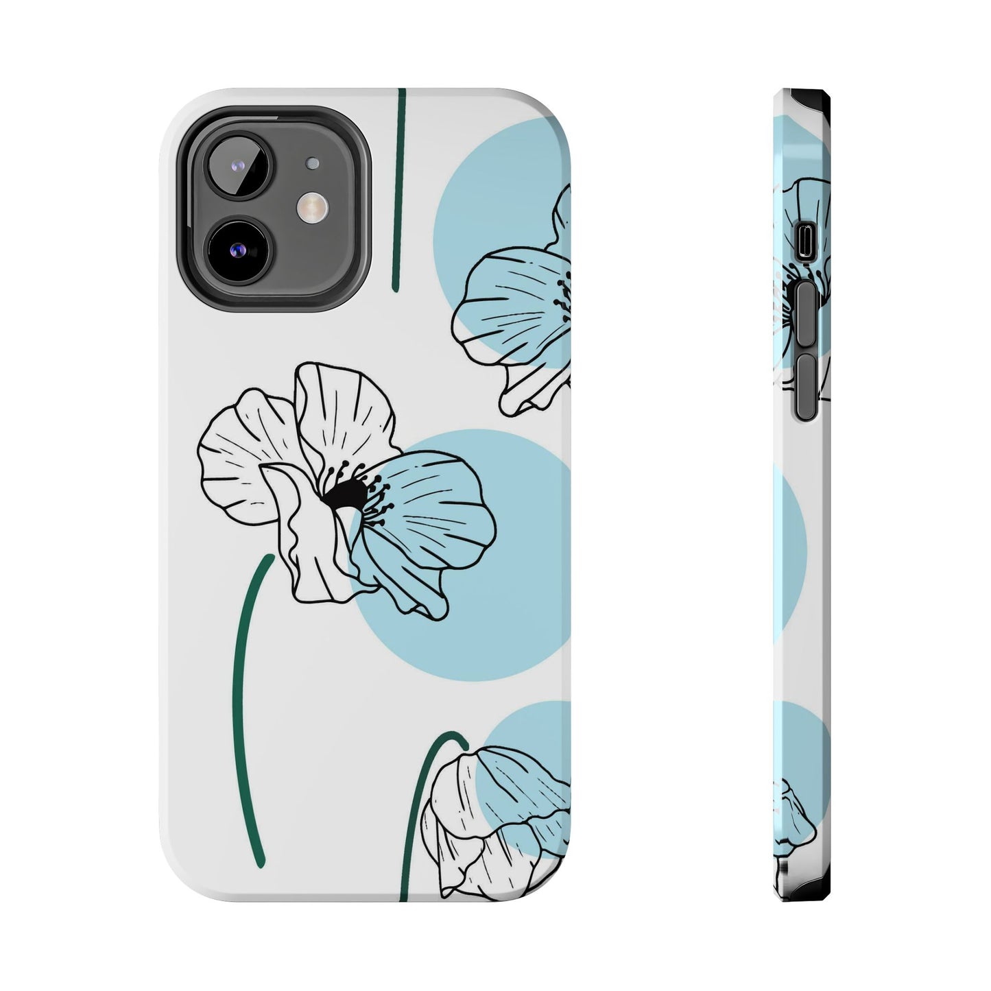 Hand drawn Blue Flower abstract Tough Phone Cases iPhone 12